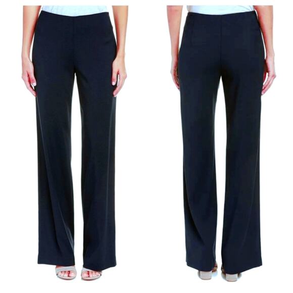 Vince Pants Womens 12 Blue Deconstructed Wide Leg Trouser Side Zip Classic Work - Picture 1 of 13